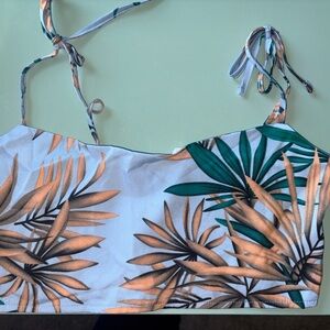 SHEIN Green and Tan Leaf Print Tank and Short Set